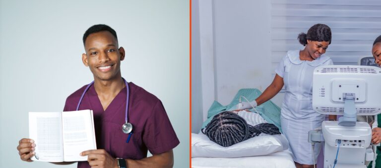 Healthcare worker in scrubs