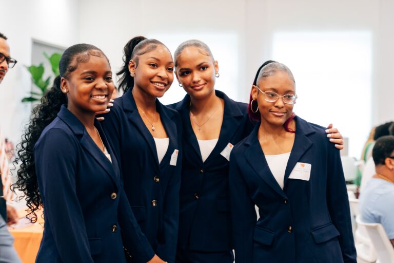 STEMCAT students in navy blazers